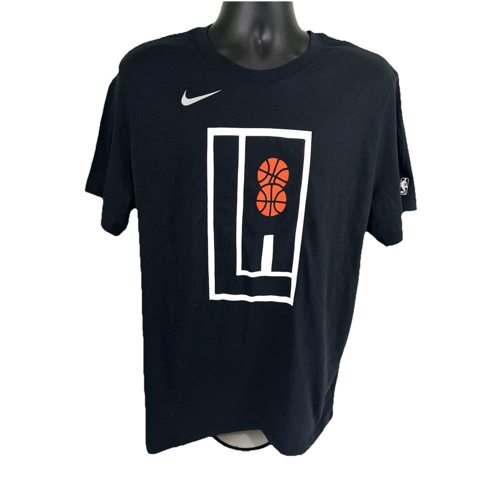 Nike Los Angeles NBA Basketball Logo Tee Shirt Black‎ XL
